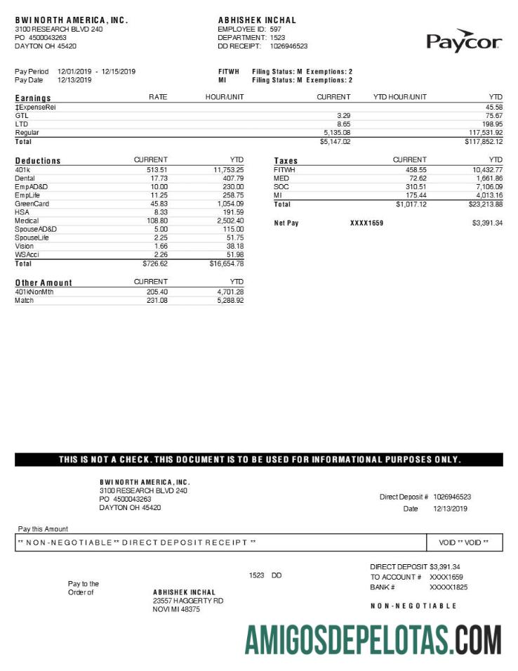 Em branco Paycor BWI NORTH AMERICA, INC. Modelo de declaração de lucros em formatos Word e PDF.pdf, 1